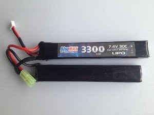 АКБ BlueMAX 7.4V Lipo 3300mAh 20C nunchuck 2x (19x21x128) М-серия цевье, приклад