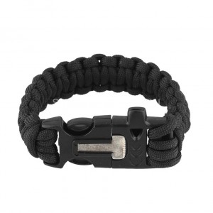 БРАСЛЕТ PARACORD  кресало и свисток на защелке Black