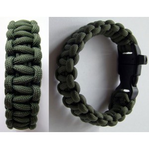 БРАСЛЕТ PARACORD  кресало и свисток на защелке Green