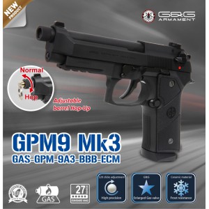 Страйкбольный пистолет G&G BERETTA GPM9 Mk3 (EU), пластик, GAS-GPM-9A3-BBB-ECM