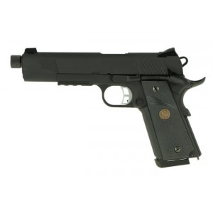 Страйкбольный пистолет KJW COLT M1911 M.E.U. GBB, СО2, черный, металл, резьба на стволе KP-07-TBC.CO2