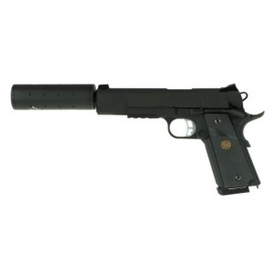 Страйкбольный пистолет Colt1911A1 MEU с резьбой под глушитель, Gas, черный (KJW) KP-07-TBC.GAS