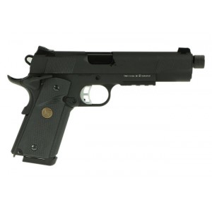 Страйкбольный пистолет Colt1911A1 MEU с резьбой под глушитель, Gas, черный (KJW) KP-07-TBC.GAS