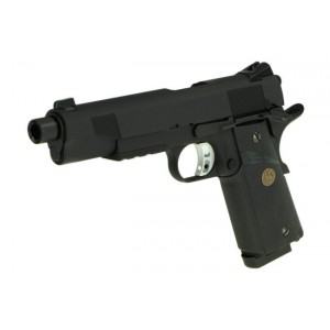 Страйкбольный пистолет KJW COLT M1911 M.E.U. GBB, СО2, черный, металл, резьба на стволе KP-07-TBC.CO2