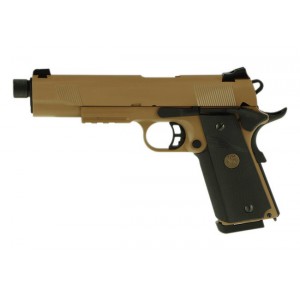 Страйкбольный пистолет KJW COLT M1911 M.E.U. GBB, GAS, TAN, металл, резьба на стволе - KP-07-TBC.GAS TAN