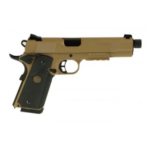 Страйкбольный пистолет KJW COLT M1911 M.E.U. GBB, GAS, TAN, металл, резьба на стволе - KP-07-TBC.GAS TAN