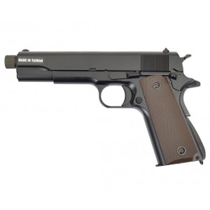 Страйкбольный пистолет KJW COLT M1911A1 GBB, CO2, черный, металл, ствол с резьбой 1911-TBC.CO2