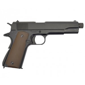 Страйкбольный пистолет KJW COLT M1911A1 GBB, GAS, черный, металл, ствол с резьбой