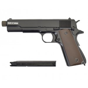 Страйкбольный пистолет KJW COLT M1911A1 GBB, CO2, черный, металл, ствол с резьбой 1911-TBC.CO2