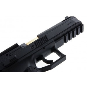 Страйкбольный пистолет KJW CZ P-09 Black GBB, черный, металл, CO2, модель P-09-OR.CO2