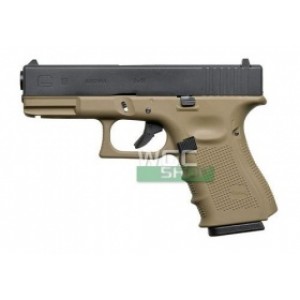 WE Модель пистолета GLOCK 19, металл, TAN, gen4, металл слайд, сменные накладки 