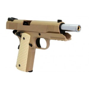 Страйкбольный пистолет WE COLT М1911А1 Kimber with Rail Tan металл, GBB, WE-E010-TAN