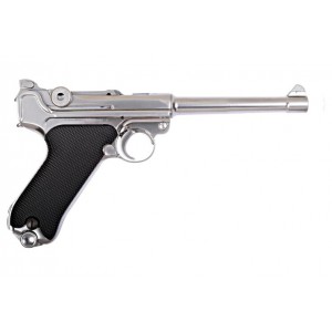 WE Модель пистолета  Luger 'Parabellum' P-08 MIDDLE, хром 6 дюймов