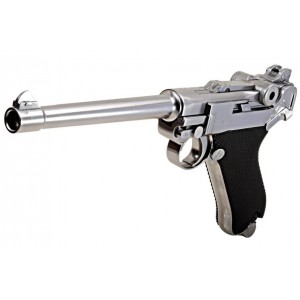 WE Модель пистолета  Luger 'Parabellum' P-08 MIDDLE, хром 6 дюймов