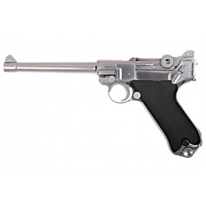 WE Модель пистолета  Luger 'Parabellum' P-08 MIDDLE, хром 6 дюймов
