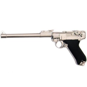 Страйкбольный пистолет WE P-08 8", металл, хромированный, WE-P006