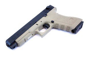 Страйкбольный пистолет WE GLOCK-35 gen4, авт, металл слайд, сменные накладки, TAN, WE-G009B-TAN