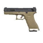 Страйкбольный пистолет WE G18C T2 GBB Pistol ( Black Slide / Silver Barrel / Tan Frame ) WE-G002WET-2