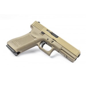 Страйкбольный пистолет WE Glock 17 gen. 5, металл слайд, сменные накладки, TAN [WE-G001VB-TAN]