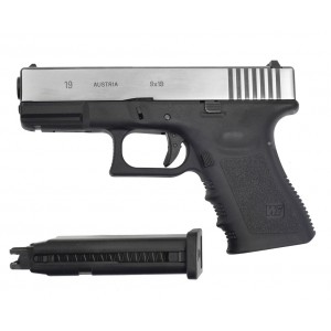 Страйкбольный пистолет WE Glock 19 Gen. 3 GBB, металл, хромированный (WE-G003A-SV)