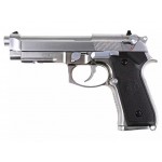 Страйкбольный пистолет WE BERETTA M9A1 new, хром, металл, рельса, блоубэк WE-M012-SV