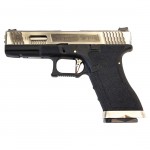 Модель пистолета WE G Force Glock 17 (Silver Slide/Silver Barrel) Black GBB Pistol