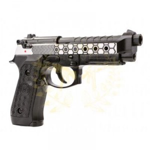 Страйкбольный пистолет WE M92 Hex cut dual tone gas HOPUP 6mm full metal GBB 25BBs