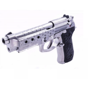 Страйкбольный пистолет WE M92 Hex cut silver gas HOPUP 6mm full metal GBB 25BBs