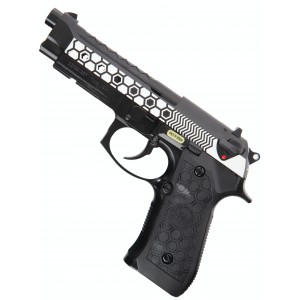 Страйкбольный пистолет WE M92 Hex cut dual tone gas HOPUP 6mm full metal GBB 25BBs