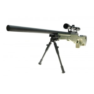 WELL Модель снайперской винтовки MB-01 Warrior Spring (with scope and bipod) - olive