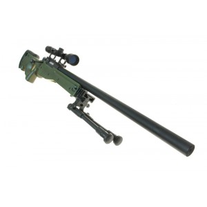 WELL Модель снайперской винтовки MB-01 Warrior Spring (with scope and bipod) - olive